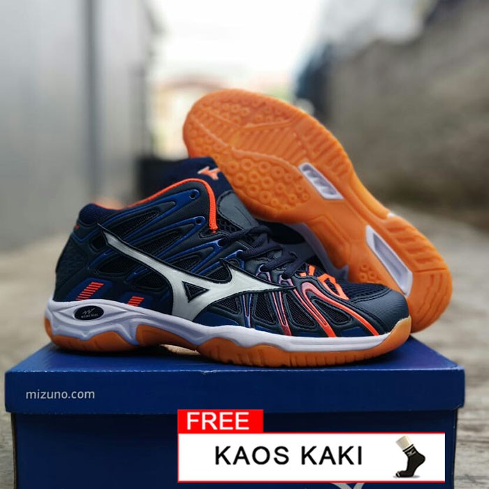 Sepatu Voli Mizuno Wave Tornado X2 Warna Navy Orange