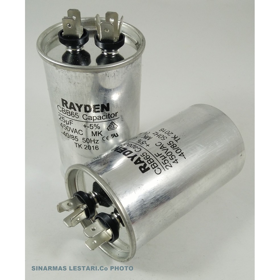 Jual Kapasitor ACAir Conditioner 1 PK 25 uF u 450VAC 50Hz Raiden