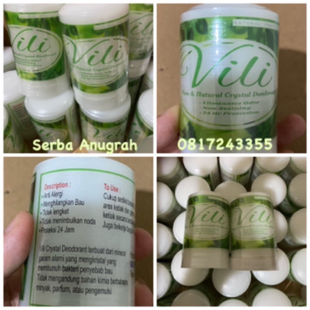 Batu crystal deodorant alami VILI penghilang bau badan ( tawas ) | Shopee  Indonesia