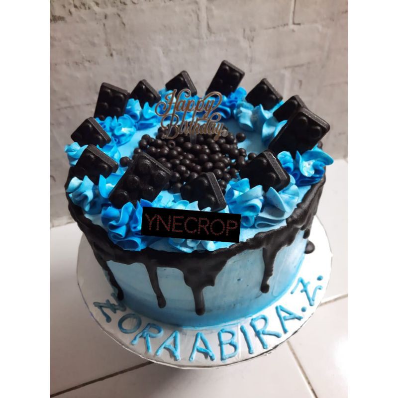 Jual Kue Ulangtahun Coklat Blue Uk 18Cm Homemade Dijamin Enak Dan Yang Pasti Selalu Fresh | Shopee Indonesia