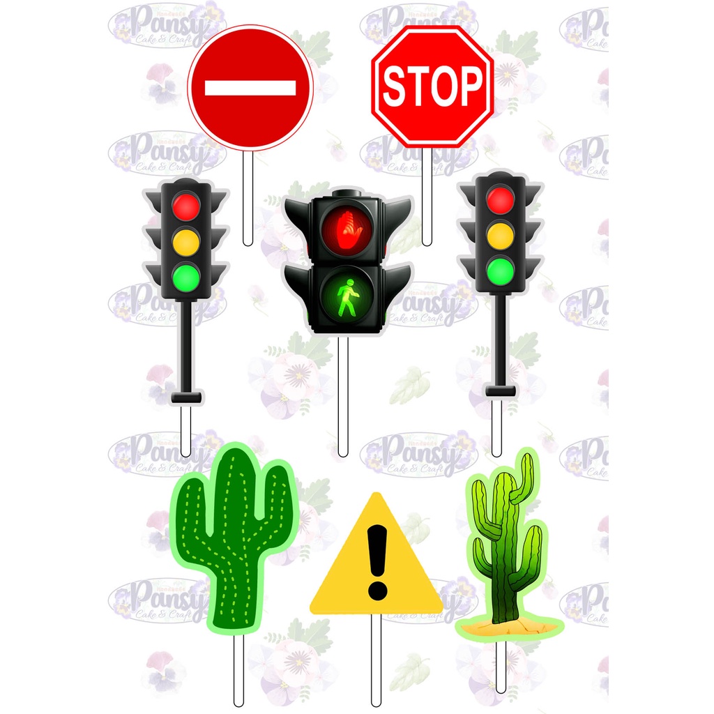 Jual Cake topper / Cupcake topper Rambu Lalu Lintas / Traffic Light