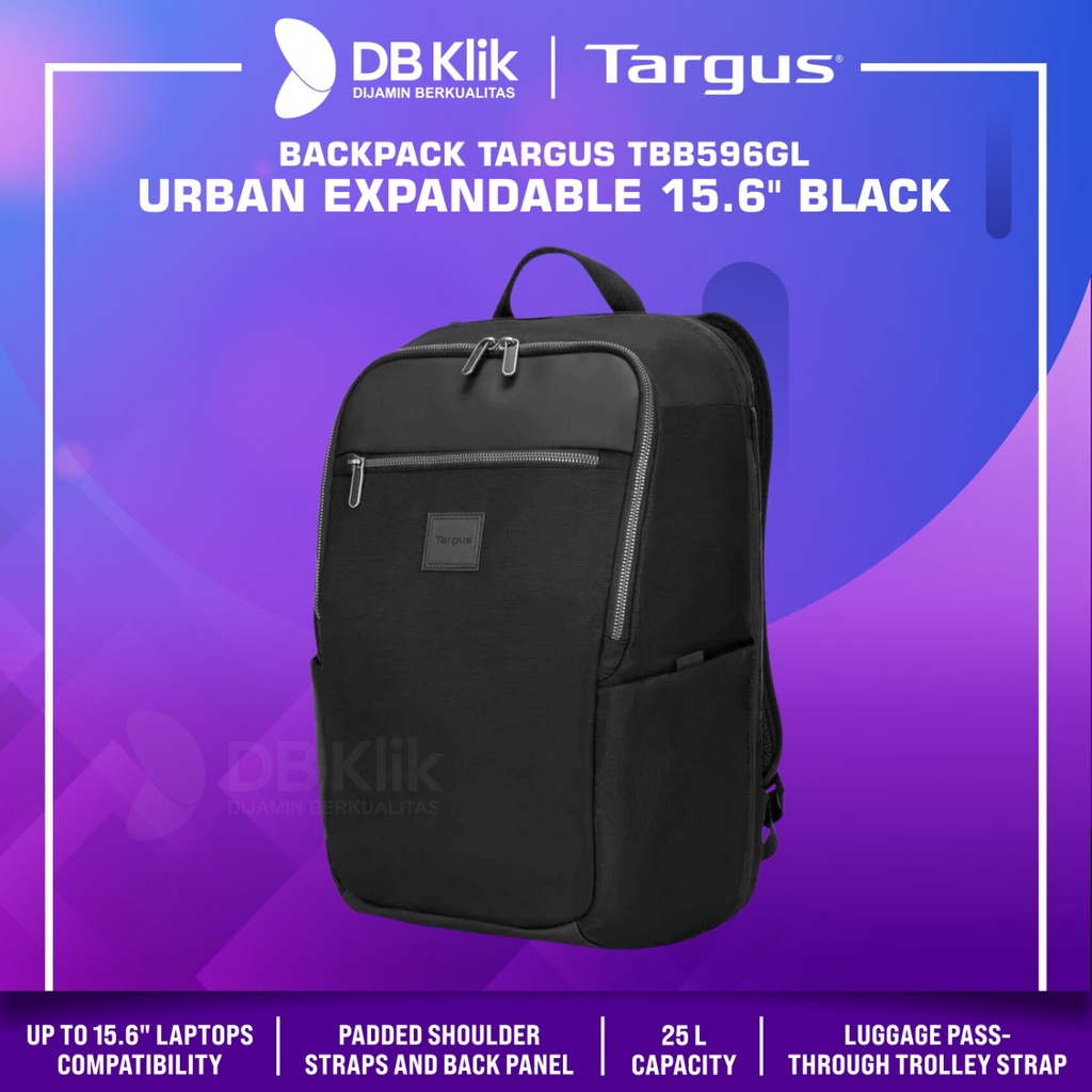 Jual Backpack TARGUS TBB596GL URBAN EXPANDABLE 15.6" Black TBB 596GL