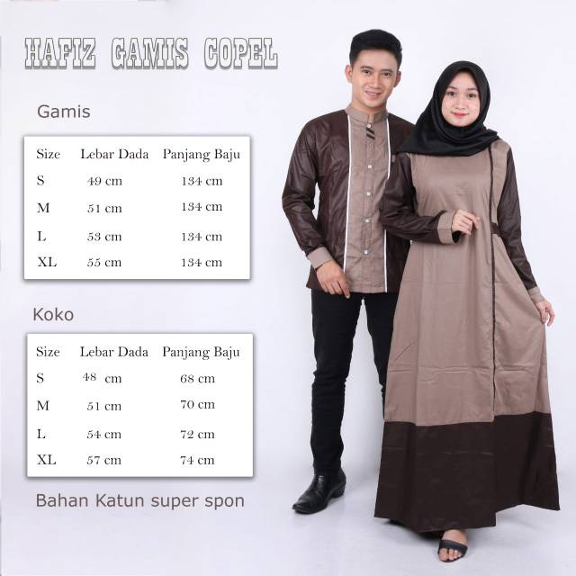 Jual Gamis Couple Hafiz Couple Muslim Couple Dewasa Warna Coklat Kombinasi Coklat Muda | Shopee Indonesia