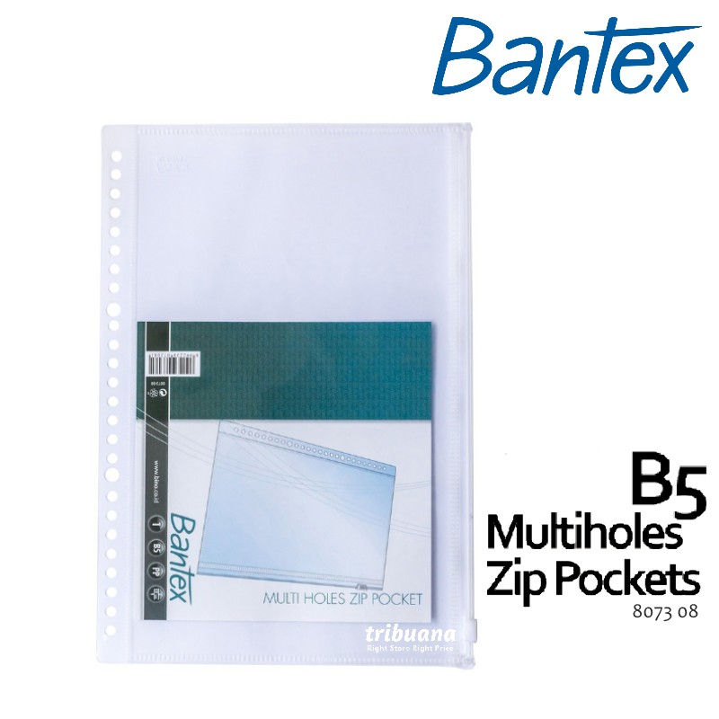 Bantex Zipper Pocket For Mutiring Binder Ukuran B5 26 Holes 8073 08