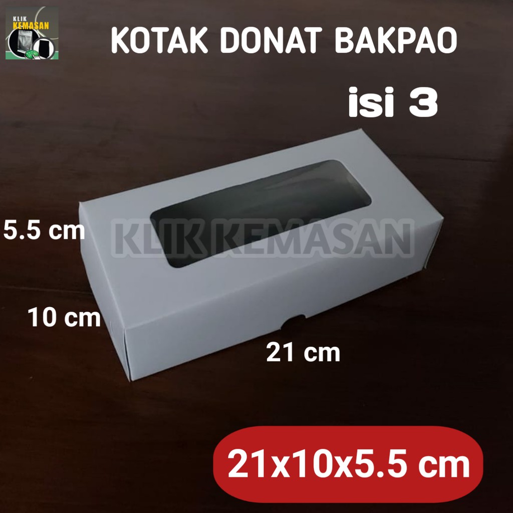 KARDUS DONAT BAKPAO ISI 3 PUTIH POLOS/KOTAK KUE ROTI/DUS ROTI DOS BOX
