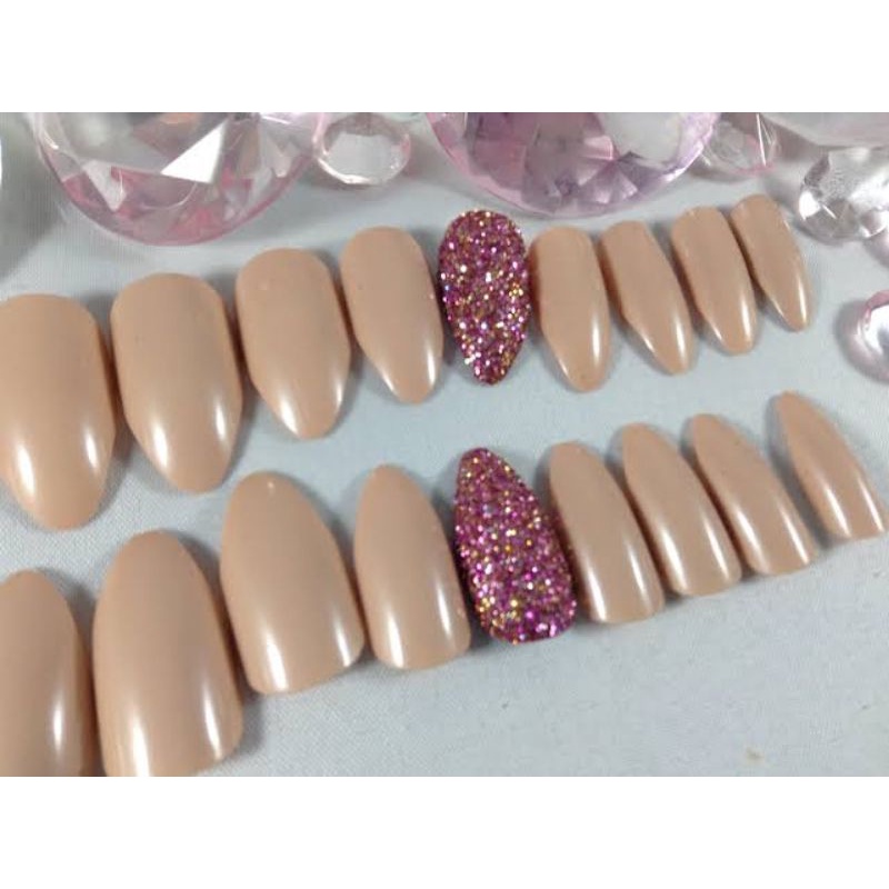Jual NUDE GLITTER SIMPLE cokelat susu nail art fake nails coklat