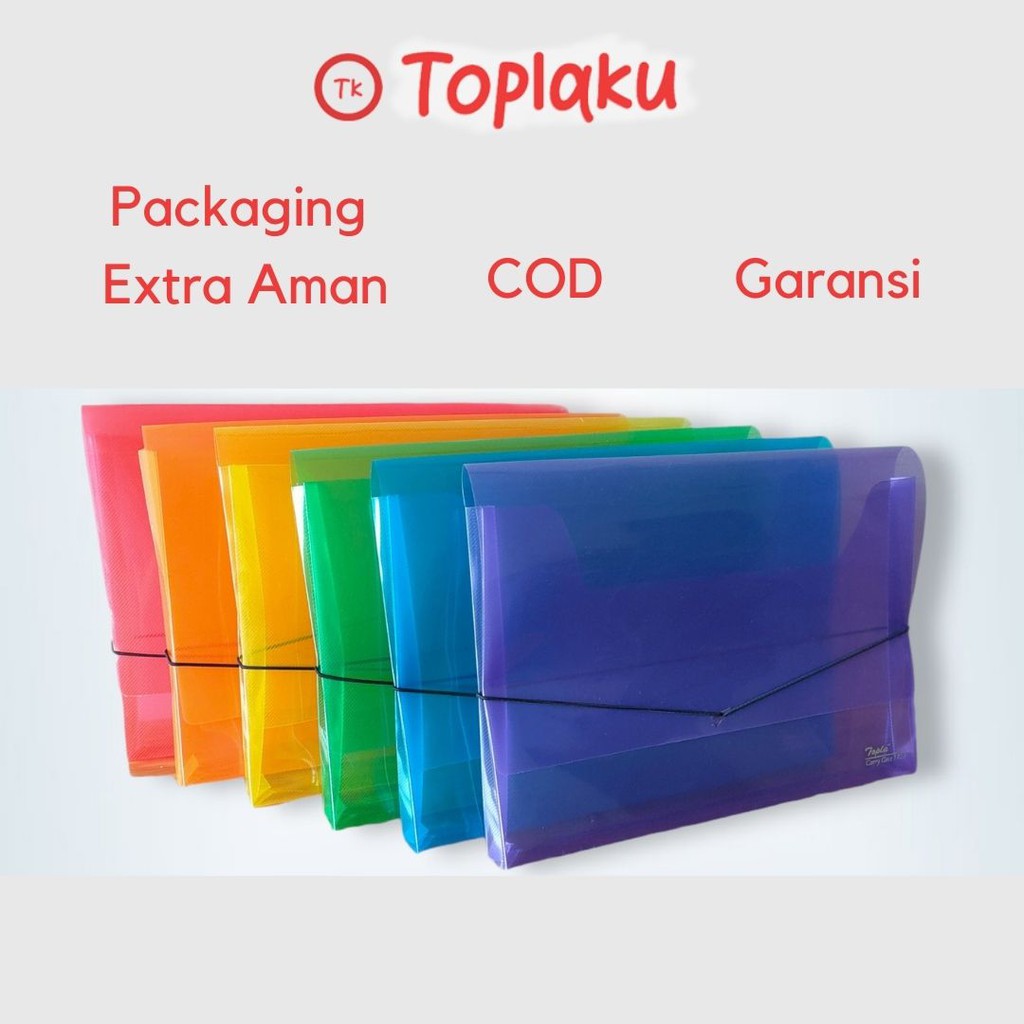 Jual TOPLA Map Dokumen Plastik Anti Air Dokumen Keeper File Holder Bag Map Plastik Tenteng F4