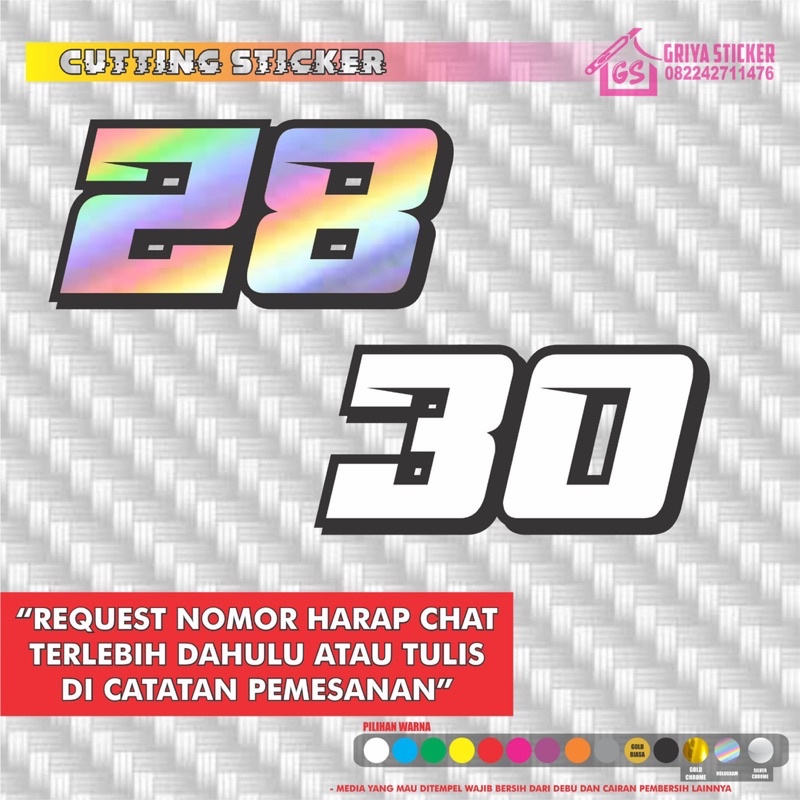 Jual Sticker Nomor Custom - Cutting Stiker Nomor Start Nomor Balap | Shopee Indonesia