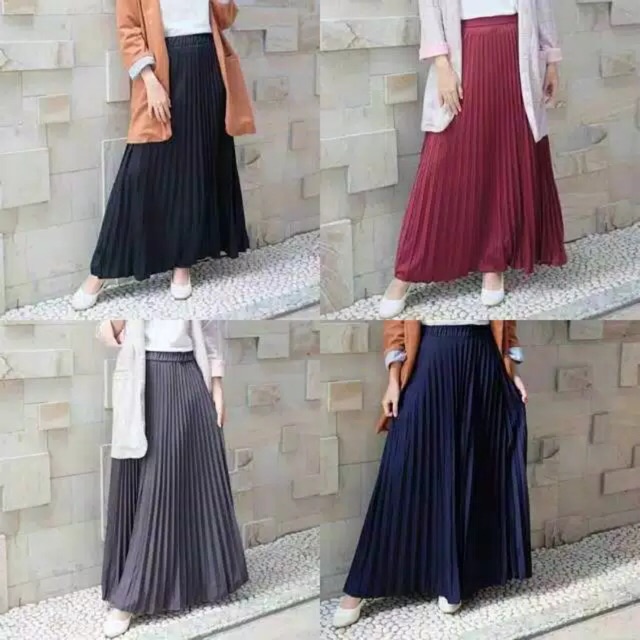 Rok plisket / rok wanita / rok panjang Shopee Indonesia