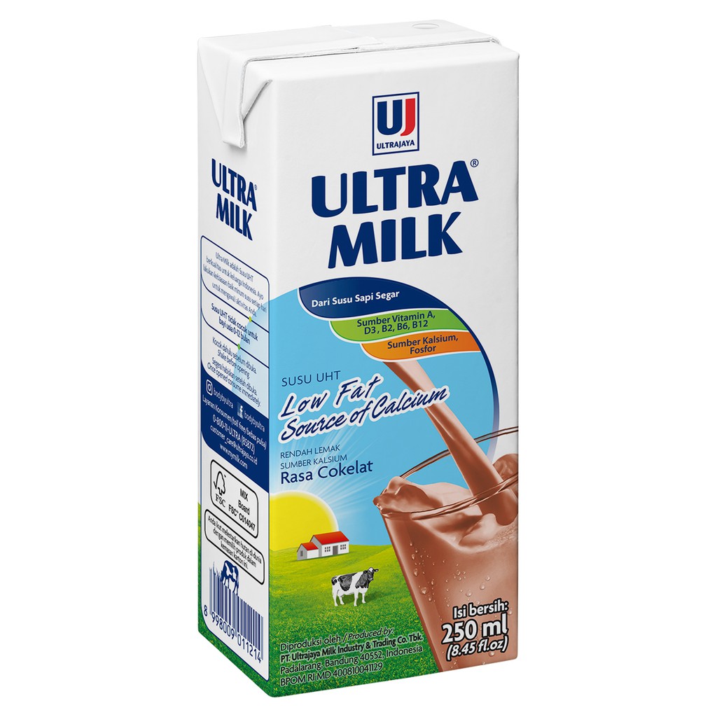 Jual Ultra Milk Susu Uht Low Fat Coklat 12X250Ml | Shopee Indonesia