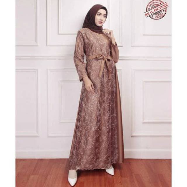 Jual 2Ken5 Terbaru Laris! Gamis Pesta Mewah Maxi Binari Coklat Tua Dress Baju Muslim Bil Okt Murah! | Shopee Indonesia
