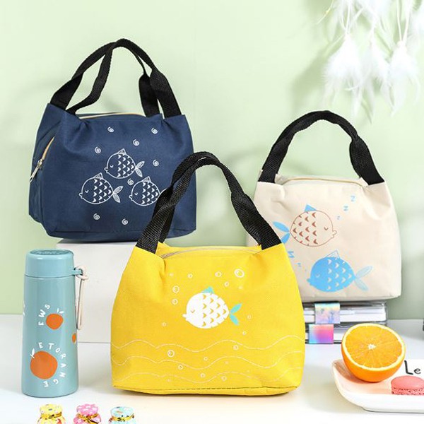 MK1003 LUNCH BAG FISH IN THE SEA TAS BEKAL ANAK SEKOLAH MOTIF IKAN LUCU CUTE KANVAS IMPORT