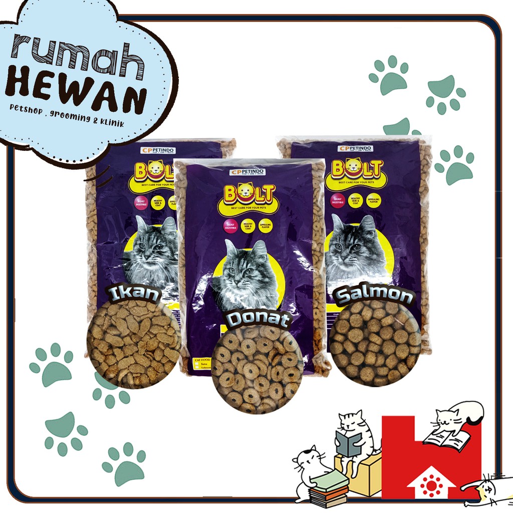 Makanan kucing BOLT tuna ikan donat Makanan kucing BOLT murah