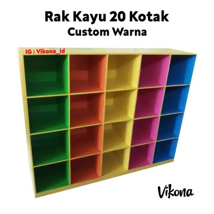 Jual Unik Rak Kayu 20 Kotak Anak - Rak Tk Paud Warna - Mebel Furniture By Viko Diskon | Shopee Indonesia