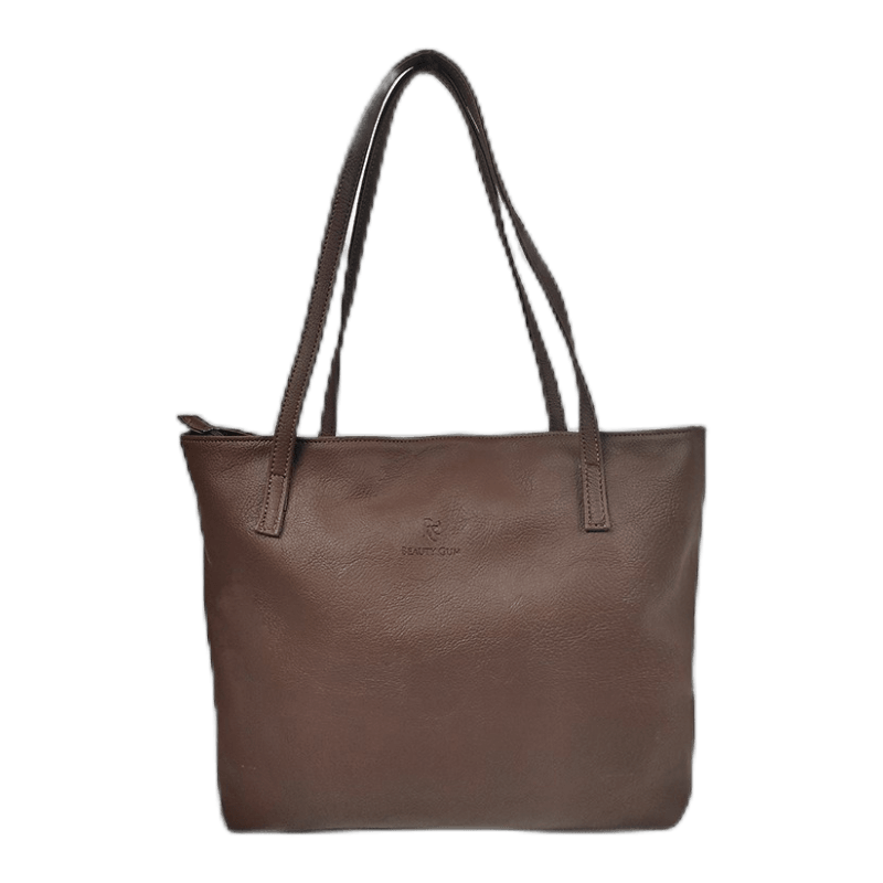 Jual Tote Bag Tas wanita besar Ashley Zipper Dark Brown Beauty Gum/Tote
