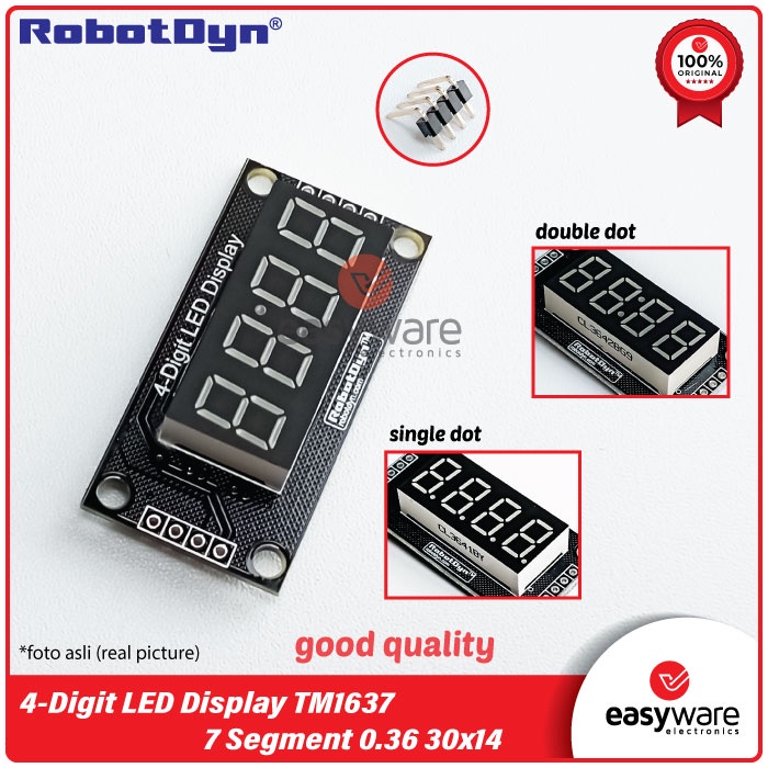 Jual RobotDyn TM1637 4 DIGIT LED DISPLAY TUBE 7 SEGMENT 0.36 4 DIGIT
