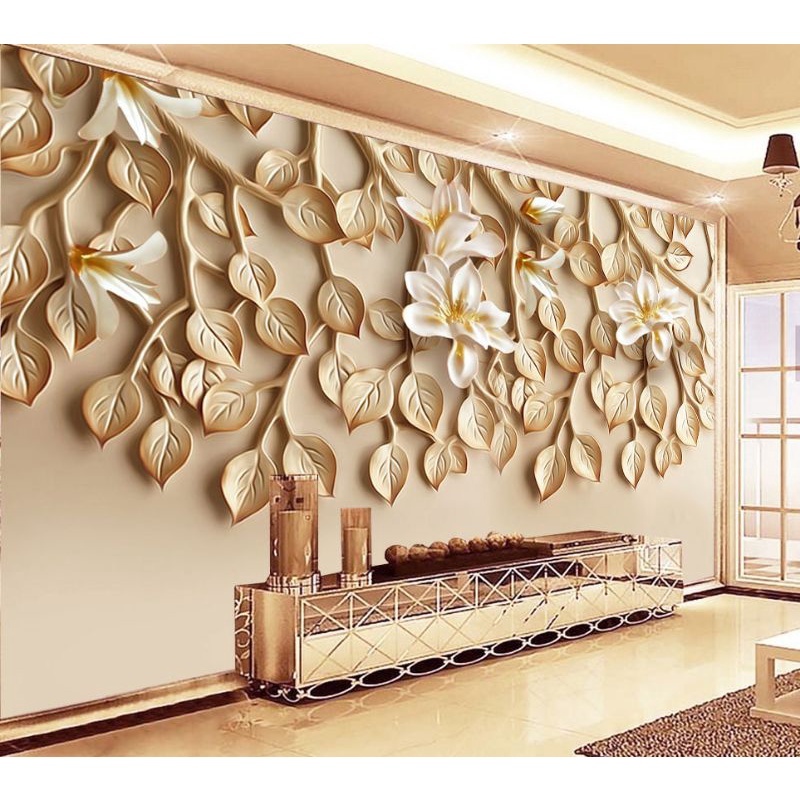 Stiker Dinding Wallpaper 3D Custom Motif Pemandangan Daun Ukiran Timbul 3 Dimensi Shopee Indonesia