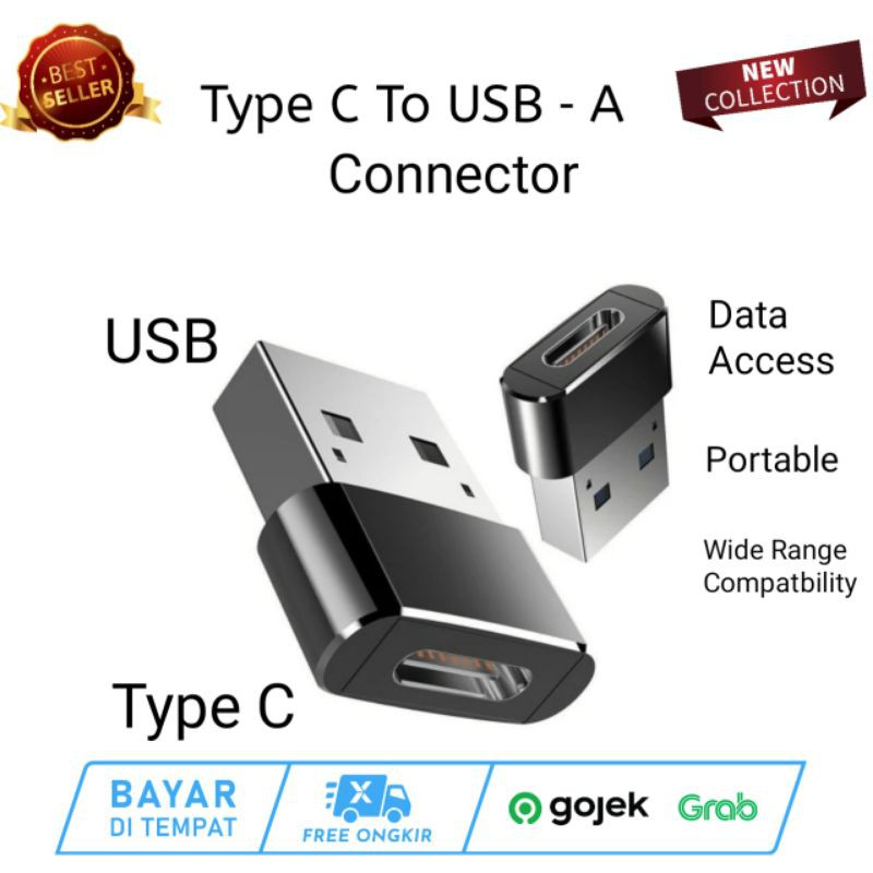 Jual Adapter Converter Usb ‐ A Male To Type C Famale | Shopee Indonesia