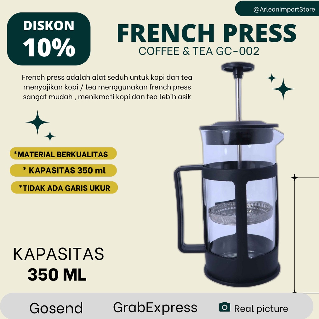 Jual FRENCH PRESS KOPI & TEA MURANEE TIPE GC002 KAPASITAS 350ML