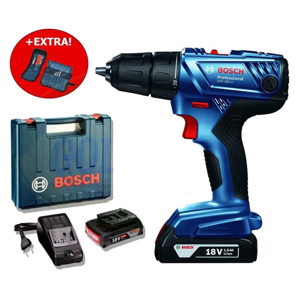 Mesin Bor Cordless Bosch GSR 180 LI 18V Bor Baterai 18
