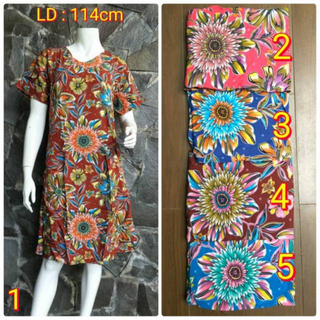 Daster original kencana ungu label biru kerah v rempel bawah Shopee