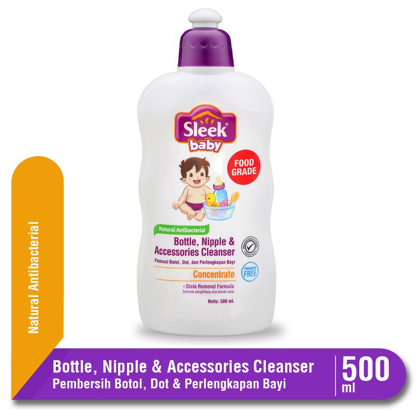 Jual Sleek Baby Bottle Nipple & Accessories Cleanser Botol 500 ml