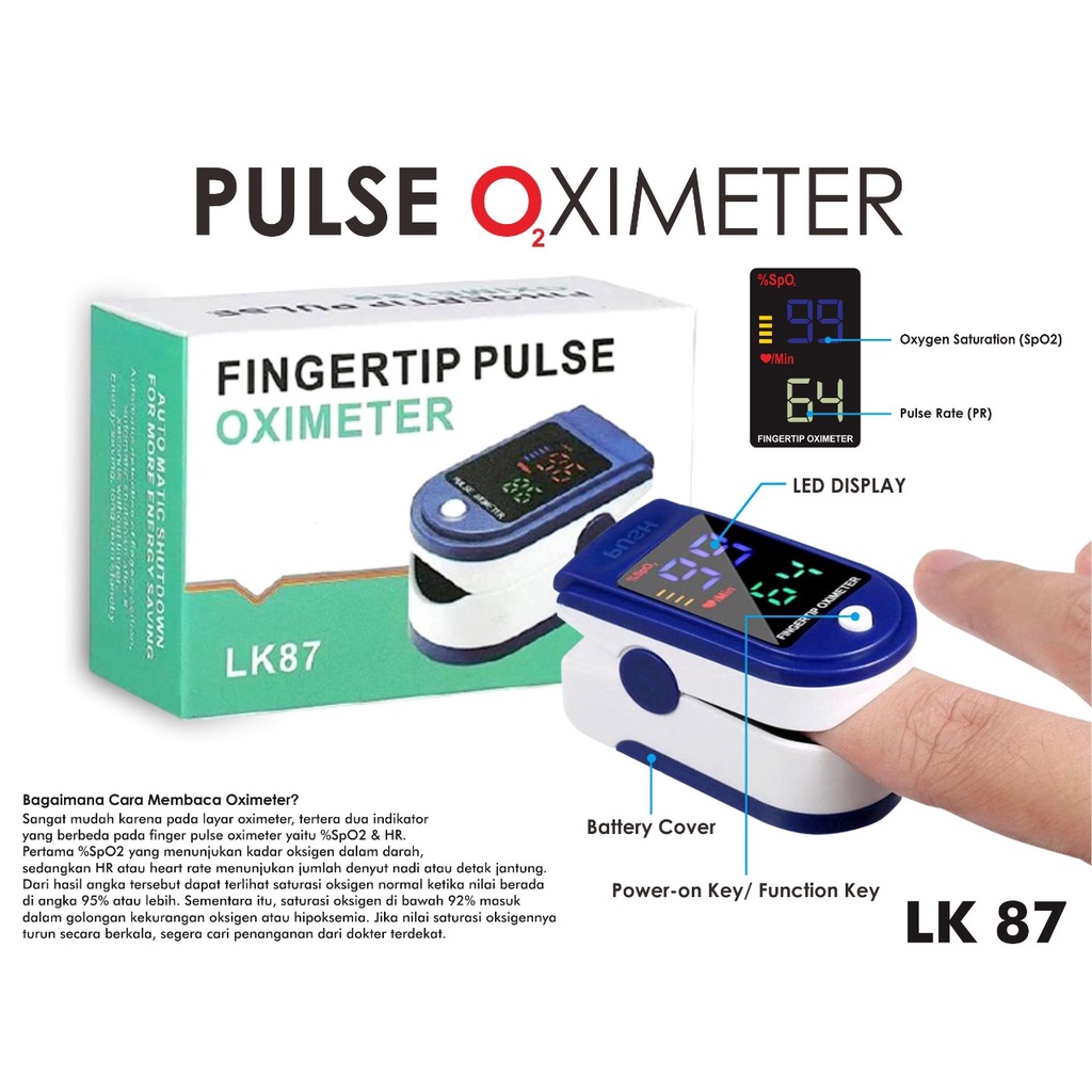 Jual OXIMETER LK87 IMPOR/PULSE FINGERTIP OXIMETER LK87 Shopee Indonesia