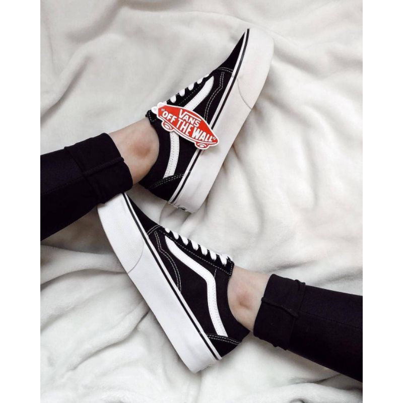 Jual Vans Women Old Skool Platform - Black / White | Shopee Indonesia