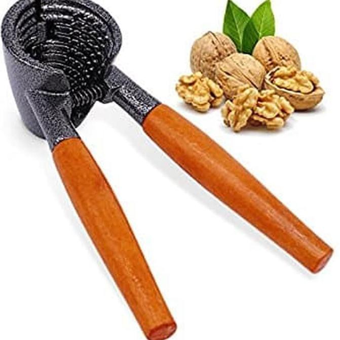 Z70534☀ Alat pemecah kenari nutcracker gagang kayu penghancur kemiri Shopee Indonesia