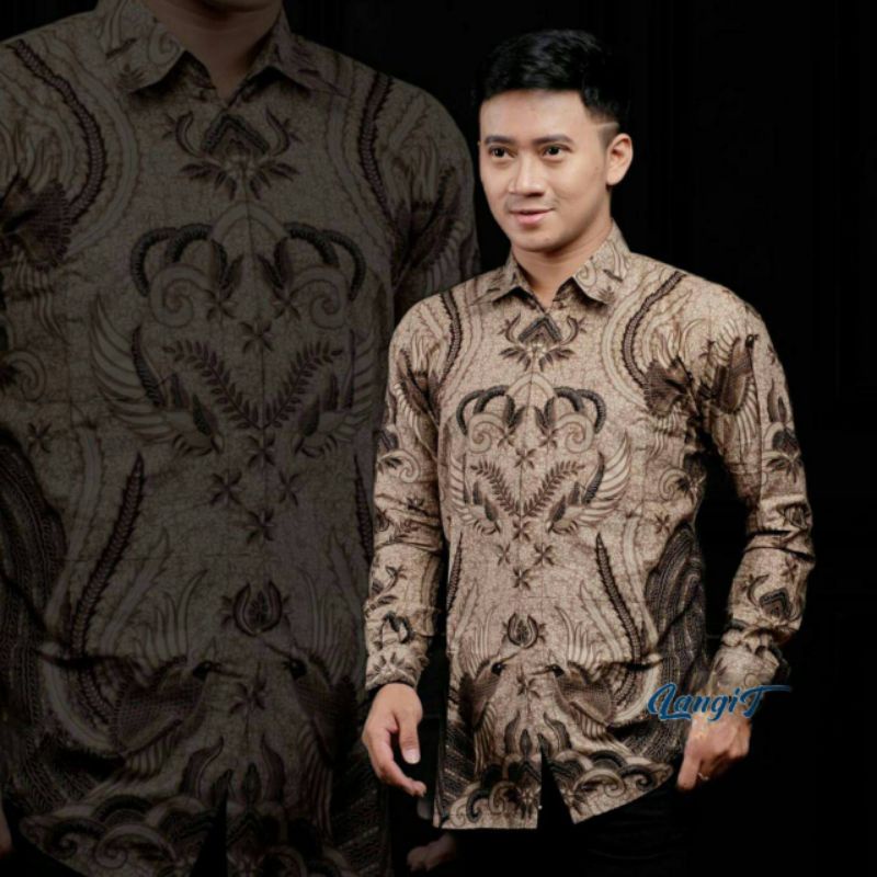 Jual Nf Atasan Kemeja Batik Warna Coklat Susu Lengan Panjang Motif Ironmen Murah Kerja Kantor Jumbo | Shopee Indonesia