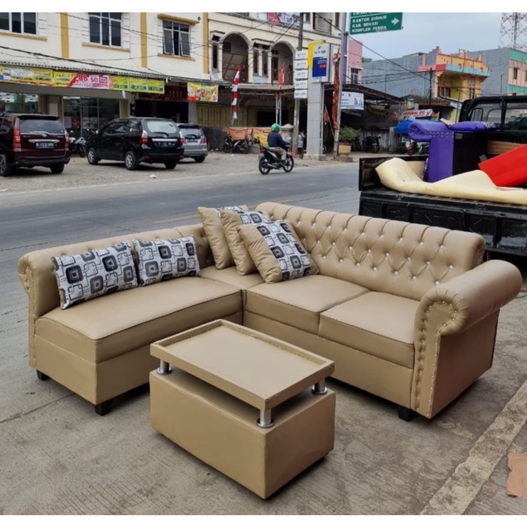 Jual Sofa L minimalis / sofa L kancing Shopee Indonesia