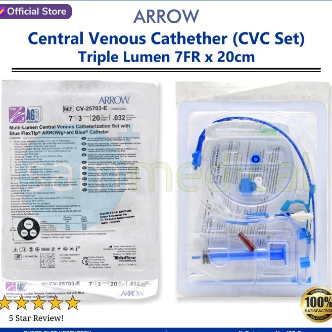 Jual ARROW Central Venous Catheter (CVC Set) Triple Lumen 7FR x 20cm