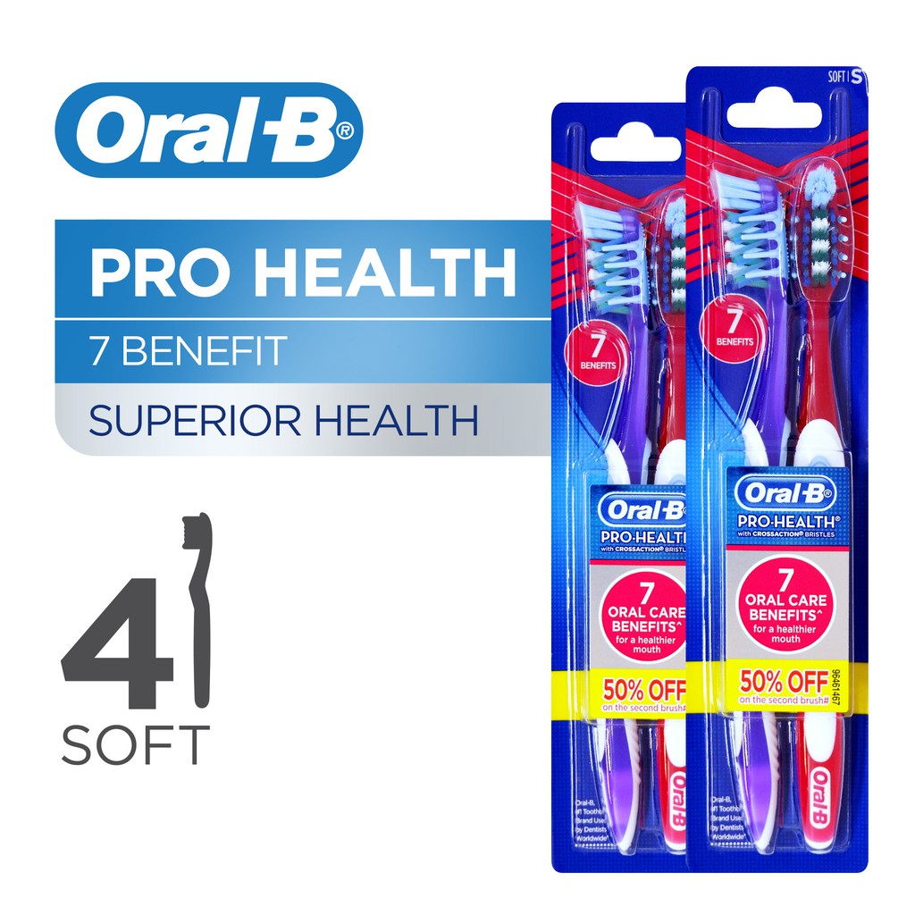 Jual Oral-B Sikat Gigi Cross Action Pro-Health 7 Benefit Soft 2S - Pack Of 2 | Shopee Indonesia