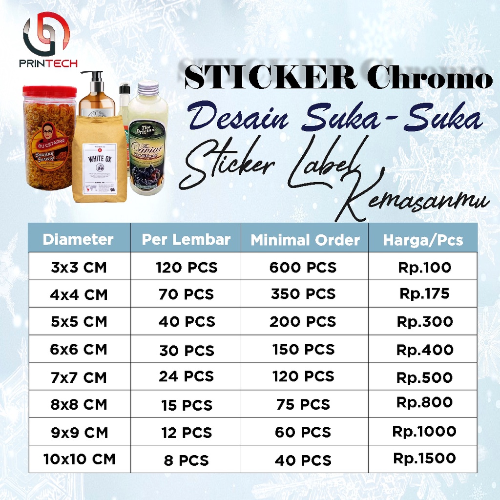 Jual Cetak Stiker Label A3 Cetak Stiker Kemasan A3 Print & Cutting