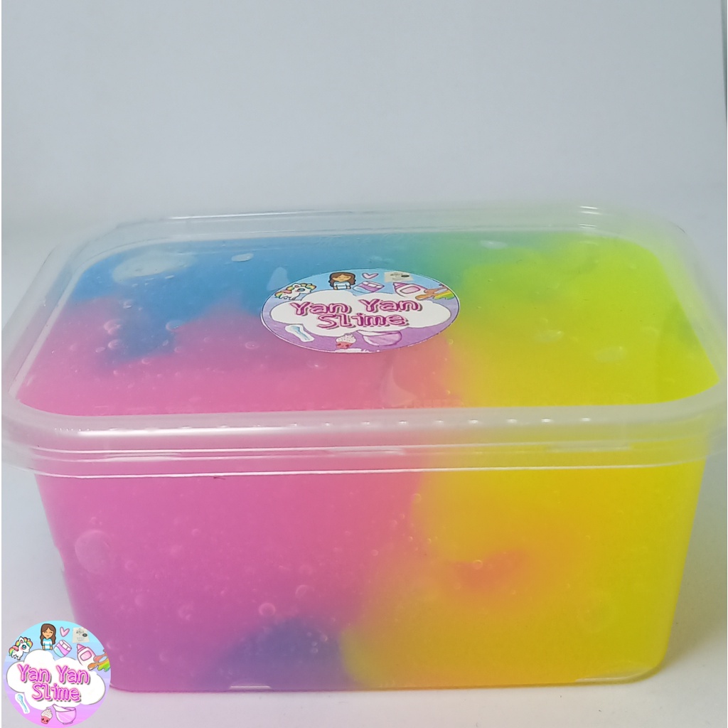 Jual Rainbow Clear Slime 250 Ml/ Slime Jelly/ Slime Wangi/Slime Tofu