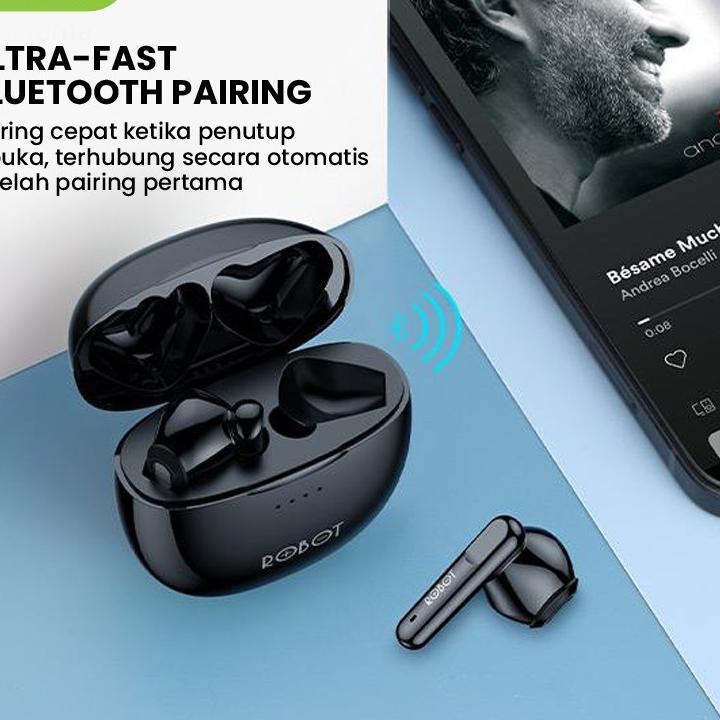 Jual ROBOT Headset Bluetooth Airbuds T10 Earphone Waterproof IPX4 Semi