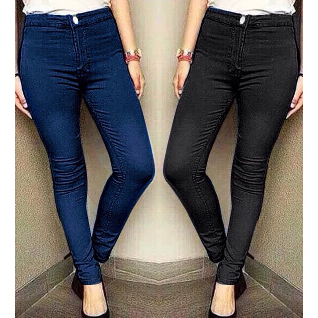 2730 Celana HW Jeans High waist/ Kancing 1 Shopee Indonesia