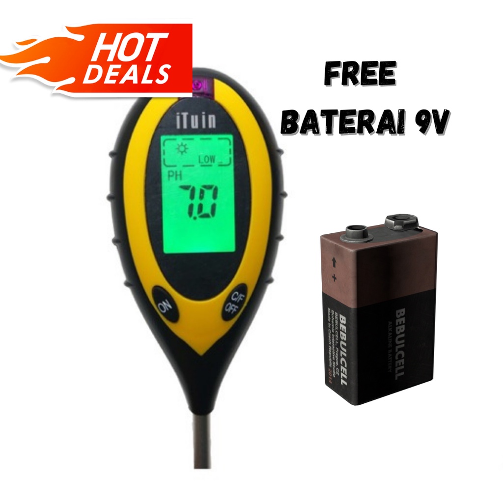 Jual BERGARANSI ORIGINAL Digital PH Meter tanah 4 in 1 iTuin ORI murah