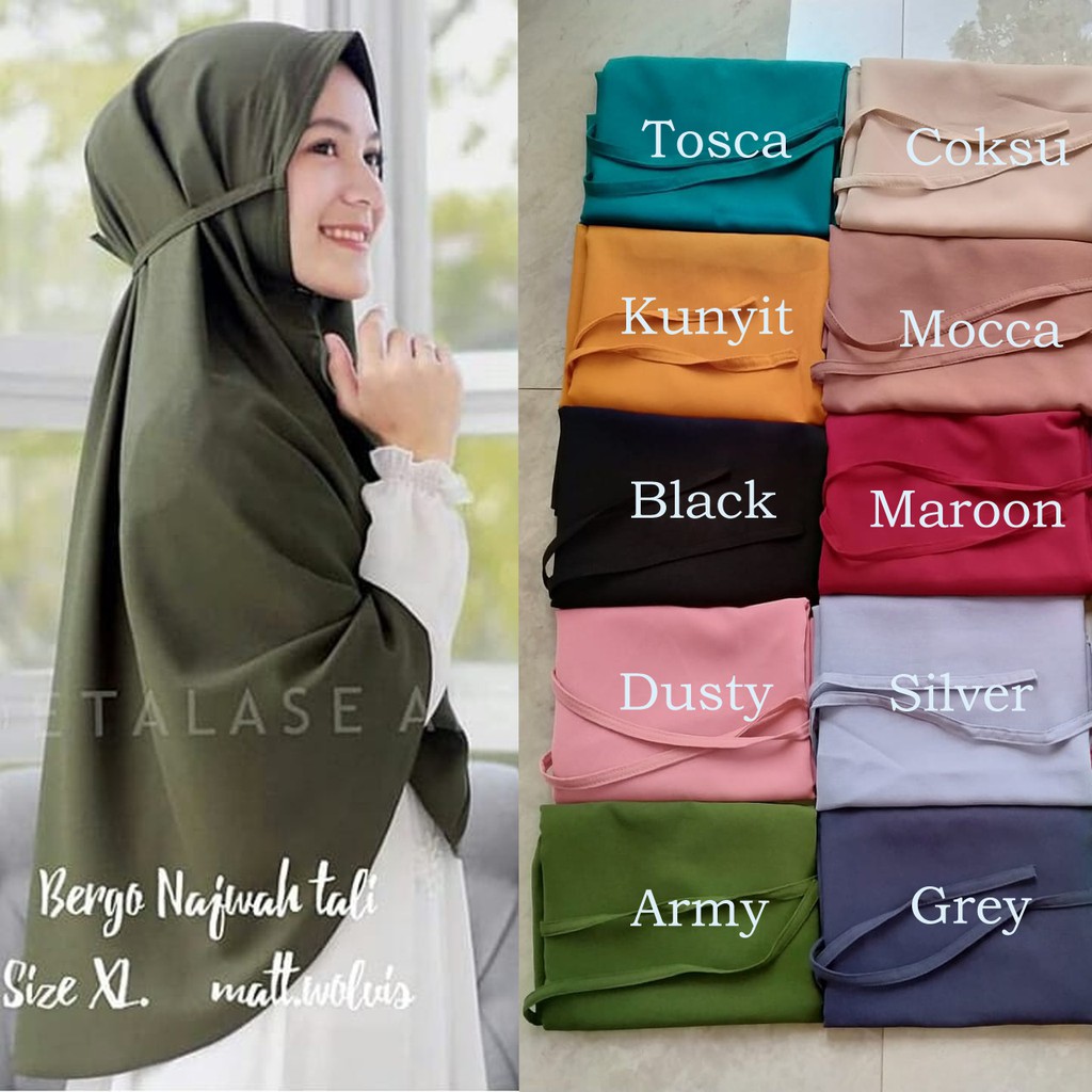 Bergo Maryam Diamond XL / Hijab Instan ukuran Jumbo / Jilbab Cantik