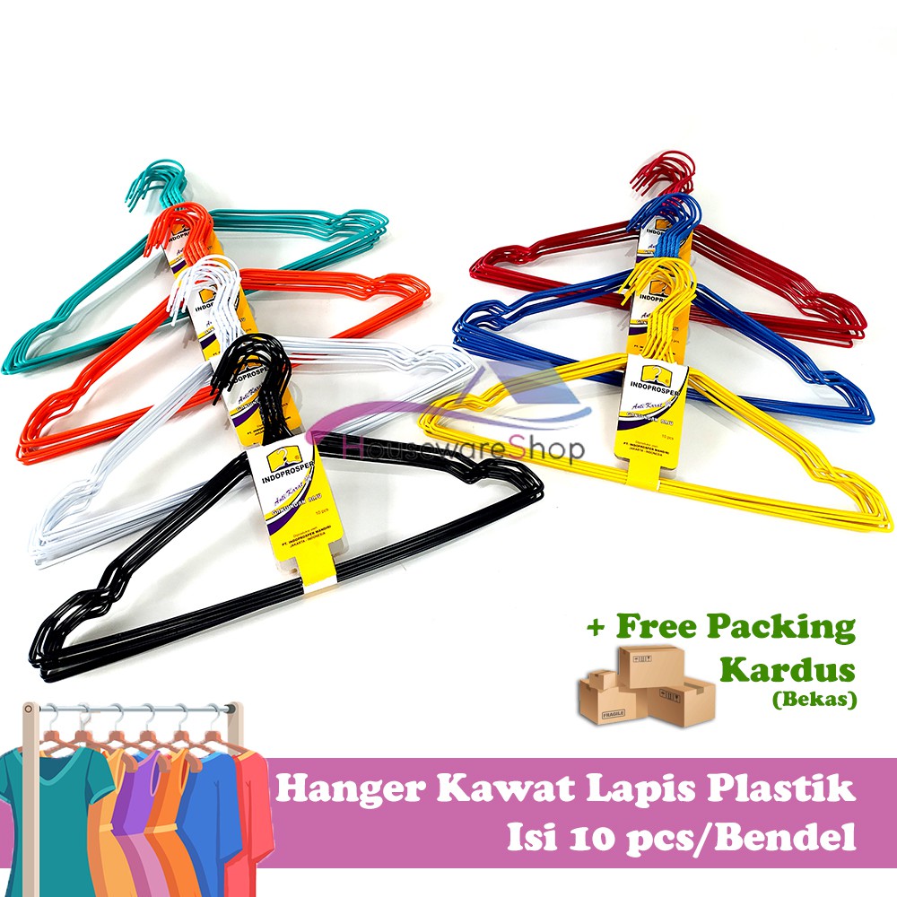 Gantungan Baju / Hanger Kawat Lapis Plastik Isi 10 Pcs Shopee Indonesia