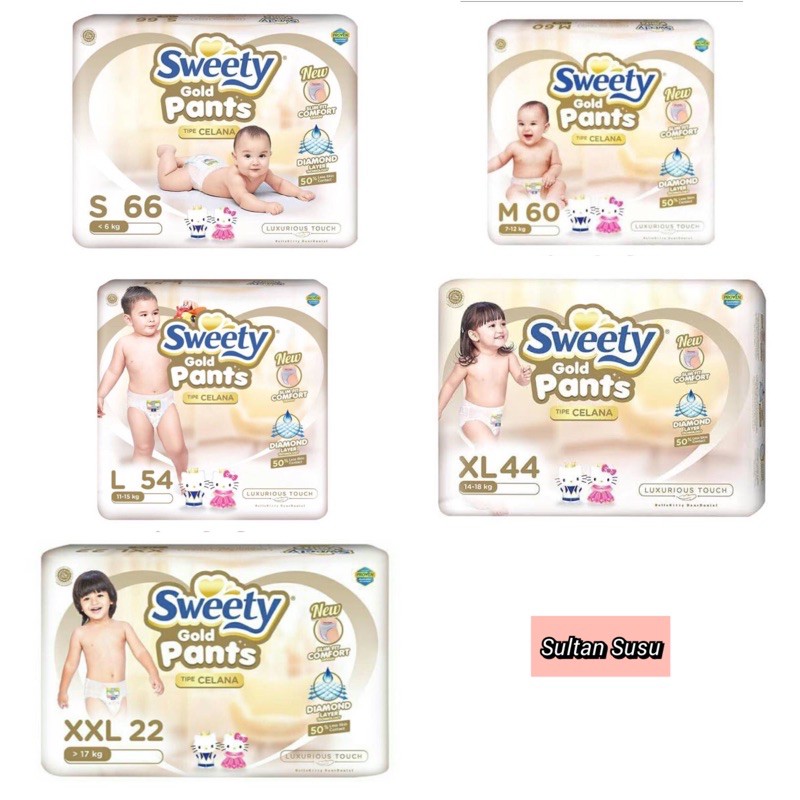 Jual SWEETY GOLD PANTS S66 M60 L54 XL44 XXL36 Popok Celana sultan Shopee Indonesia