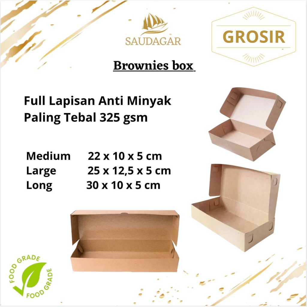 DUS KOTAK BROWNIES / BOX KUE / KARDUS DONAT/ CAKE / PISANG MOLEN TEBAL
