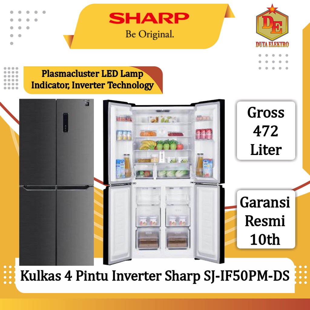 Jual Kulkas 4 Pintu Inverter Sharp SJIF50PMDS Shopee Indonesia
