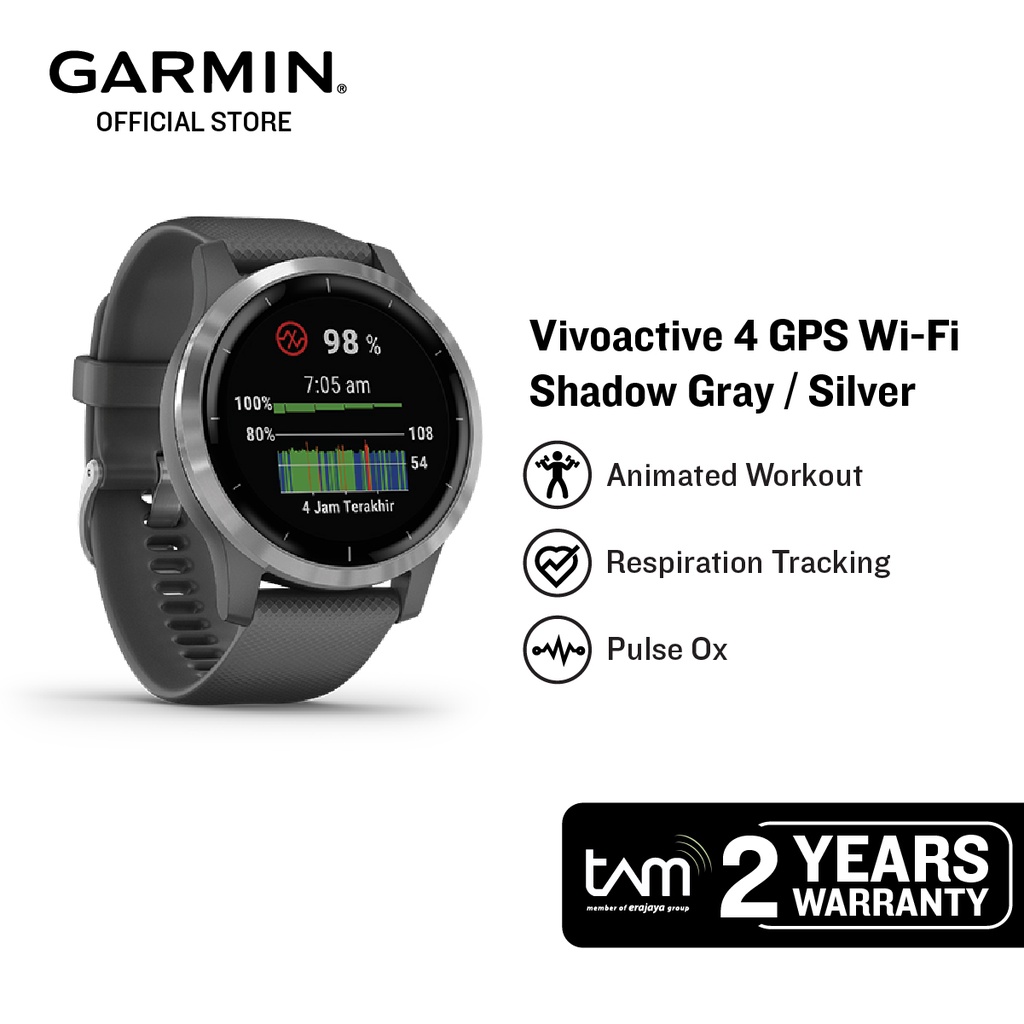 Jual Garmin Vivoactive 4 Gps Wi-Fi Shadow Gray/Silver Sea | Shopee Indonesia