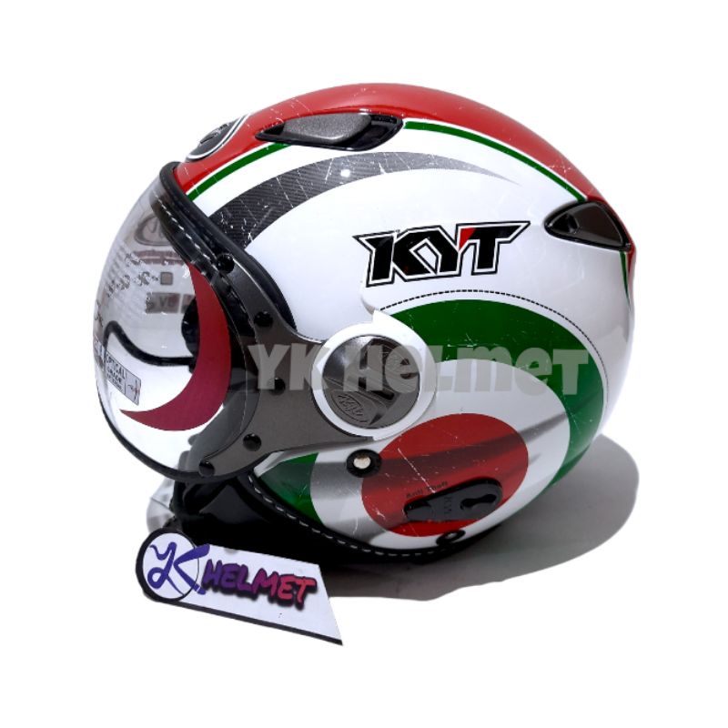 Jual HELM KYT ELSICO MOTIF 1 WHITE/GREEN Shopee Indonesia