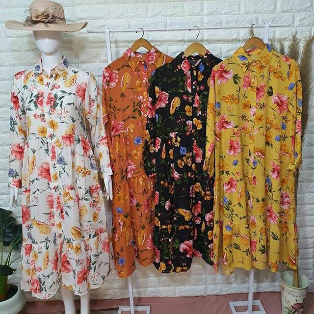 LONG TUNIK BUNGA BANGKOK PREMIUM IMPORT FASHION MUSLIM