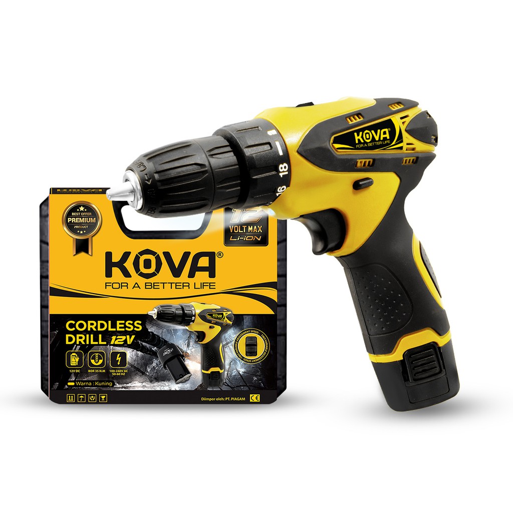 KOVA Mesin Bor Baterai Tangan Cordless Drill 12V Shopee