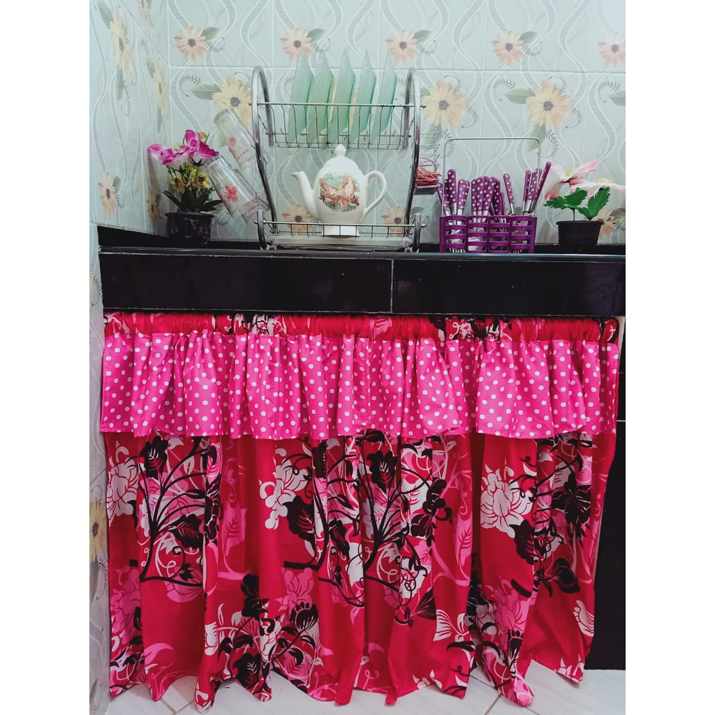 GORDEN KOLONG DAPUR/BAWAH WASTAFEL PINK POLKADOT Shopee Indonesia