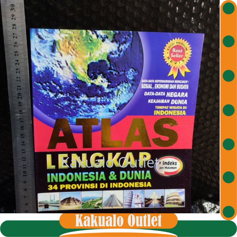Jual Atlas Lengkap Indonesia & Dunia + Indeks Per Halaman Uk Besar