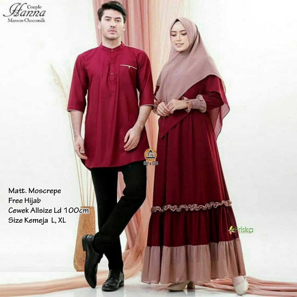 [ COD ] Nuraini Couple Baju Pasangan Gamis Couple Mix Tutu Tile Outfit Muslim Termurah Gamis